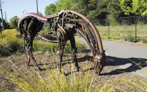 Public art along the Foss Creek Pathway in Healdsburg. (photo by John Burgess)