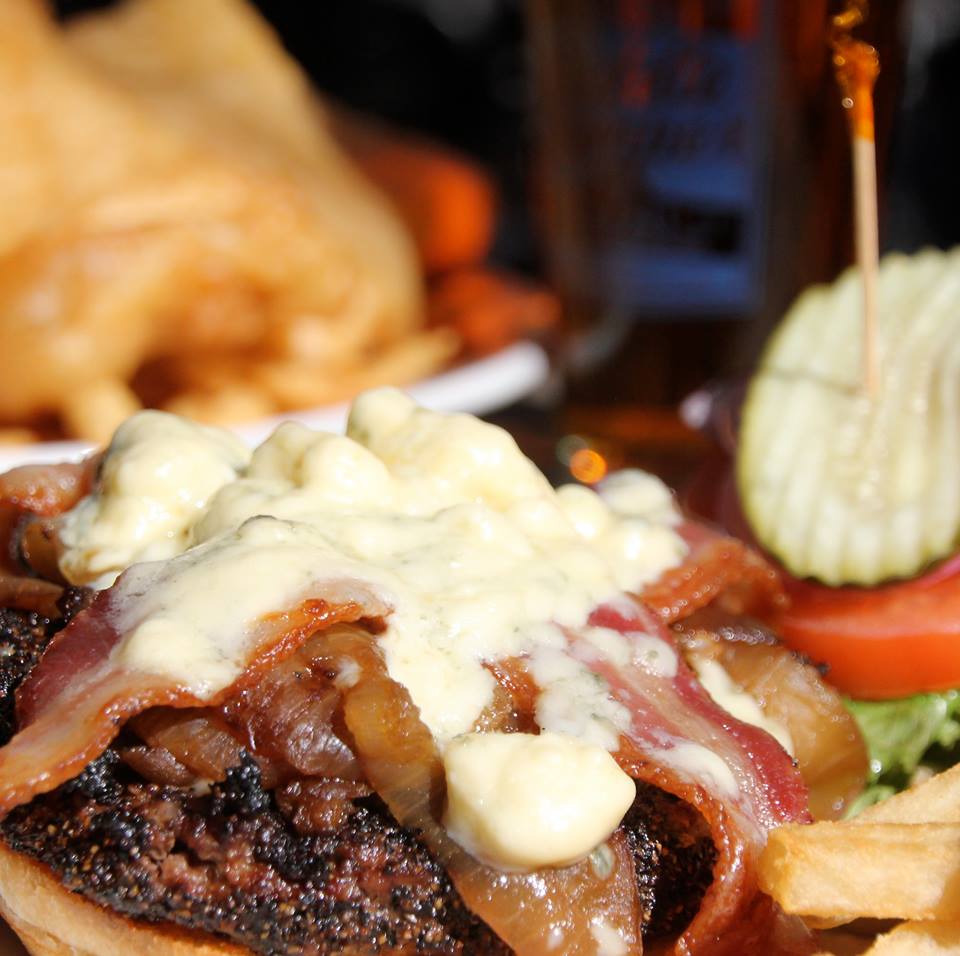 "Black & Bleu" cajun spiced Burger at Thirdstreet AleWorks.