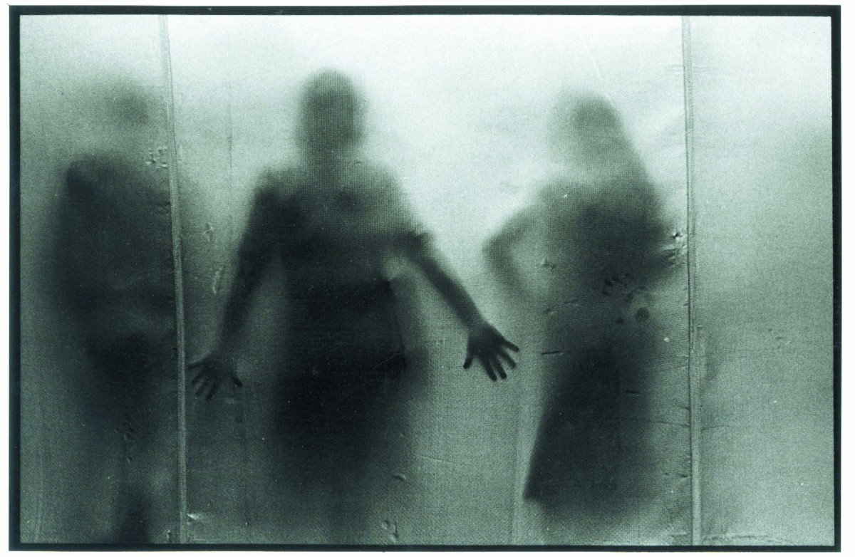 Visitors are silhouetted against the finished project's translucent panels. (Photo by John LeBaron)