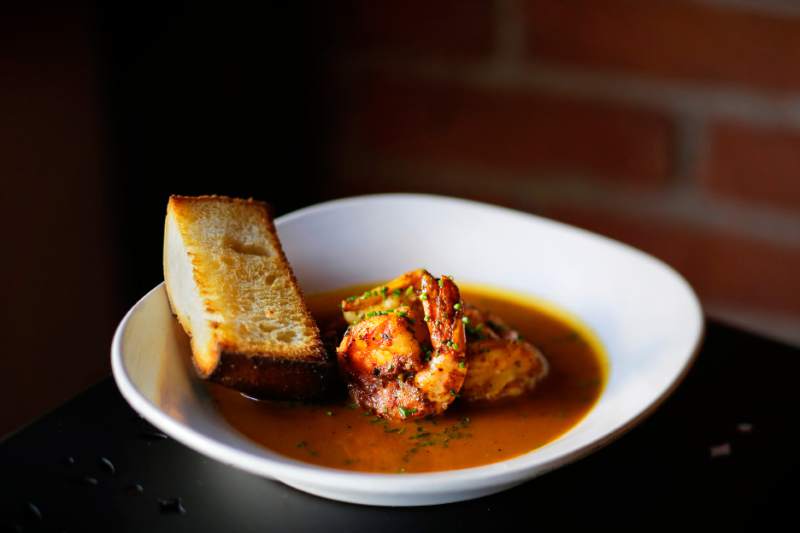 southern barbecue tiger prawns at the Gypsy Cafe in Sebastopol on Friday, July 18, 2014. (Conner Jay