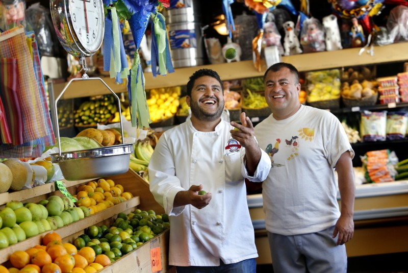 Brothers Pedro, left, and Octavio Diaz at their store Casa del Mole Mercado and Carniceria in Healdsburg, on Monday, August 10, 2015. The brothers also own three Mexican restaurants in Sonoma County.(BETH SCHLANKER