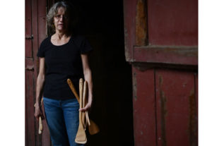 Woodcarver Holly Jordan with a variety of her hand made spatulas at her home workshop in Healdsburg, California. September 20, 2013 (Photo: Erik Castro/for The Press Democrat)