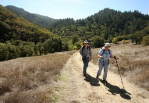 Bill and Janet Tonkin hike along the Hood Mountain Trail in Hood Mountain Regional Park, near Santa Rosa on Tuesday, October 1, 2013. (Christopher Chung/ The Press Democrat)