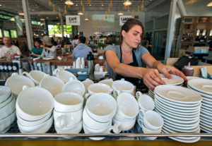 Cups and saucers at The Shed cafe and store (photo by Chris Hardy) 