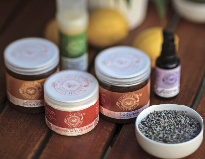 Products from Michele’s Apothecary, a farm in Bennett Valley where Michele Steinert mixes up more than 50 products, from calendula petals to lemon verbena, comfrey to catnip. (photo by Chris Hardy