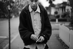 Jeramy Lowther Jr., 19, on his way to the Coffee House Teen Shelter in the Ridgeway neighborhood of Santa Rosa where he plans on getting his first meal of the day. Santa Rosa. November 20, 2013. (Erik Castro/for The Press Democrat)