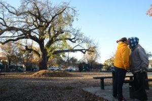 Jessie Dirks and Charlotte Warren kissing after a night under a bundle of blankets and sleeping bags on a cold Sunday morning in the mid-30s at a West End neighborhood park of Santa Rosa. December 1, 2013. (Photo: Erik Castro/for The Press Democrat)