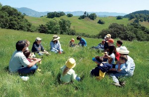 Visitors enjoy the sun at Pepperwood Preserve.