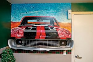 An art installation inside the men's restroom of Oliver's Market on Montecito Blvd. in Santa Rosa. (photo by Alvin Jornada)