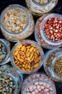 A variety of beans, corn and seeds stored at the West County Community Seed Exchange seed library in Sebastopol.