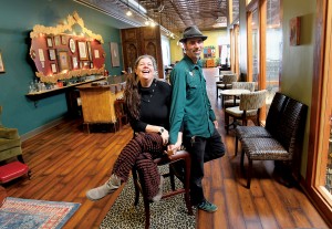 Owner operators DeAnna Batdorff, left, and Scott Jenkins in the Apothecary Bar in the new Dhyana Center in Sebastopol. (photo by John Burgess)