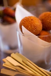 At Bravas Bar de Tapas, guests tasted dishes such as this creamy chicken, ham & Gruyere cheese croquetas. 