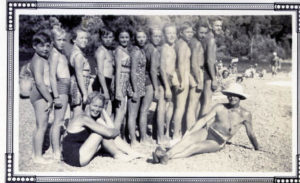 Red Cross classes at Del Rio Beach, circa 1939, taught many kids how to swim; others learned the hard way, tossed into the drink by their siblings. (Courtesy Don McEnhill)