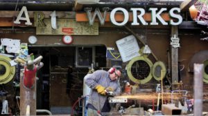 Kevin Gilfether is part of the crew of welders and metalworkers who helped Amiot prepare pieces for use on the Pride of Canada carousel.