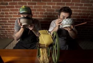 Chefs and co-owners Matthew Williams, left, and Moishe Hahn-Schuman at Ramen Gaijin in Sebastopol. 