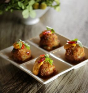 Dungeness crab puffs are served at SEA Noodle Bar in Santa Rosa. (Photo by Conner Jay)