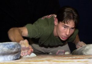 Kevin Jorgeson climbs at Vertex Climbing Center in Santa Rosa in 2001 when he was a sophomore. (photo by Mary Gardella)