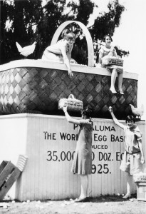  A giant egg basket, symbolic of Petaluma's status as the "World's Egg Basket" and one of the region's largest agricultural industries during the 1920s.