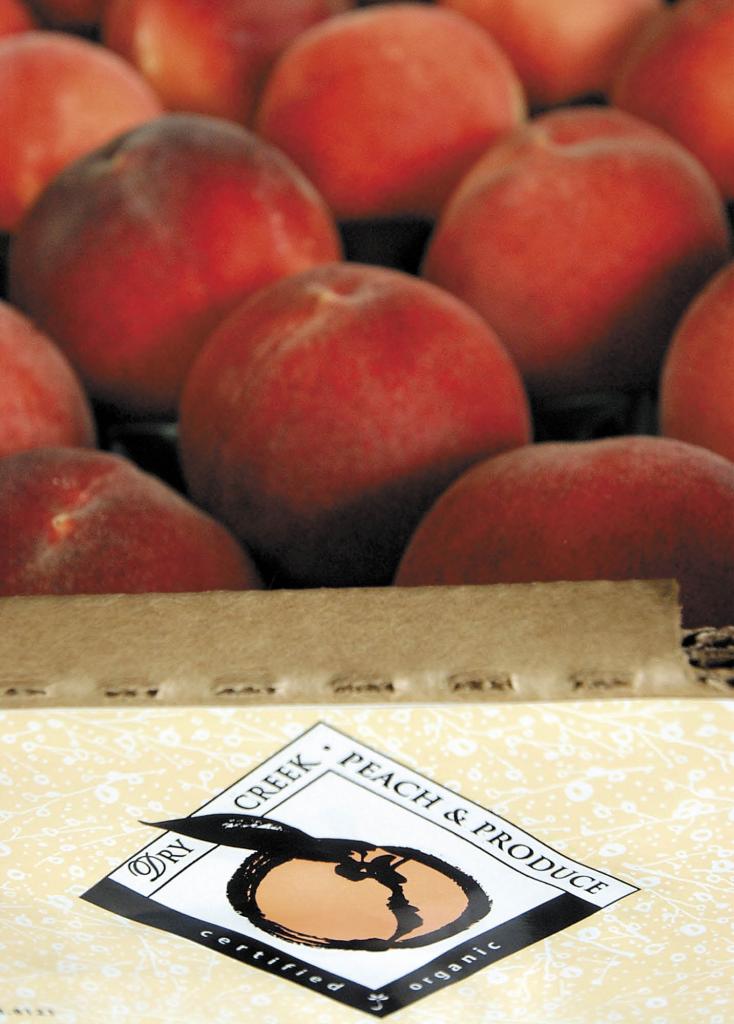 The peaches at Dry Creek Peach & Produce begin to ripen in late May.