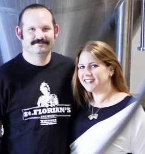 Husband and wife owners Aron and Amy Levine at St. Florian's Brewery (photo by Conner Jay)