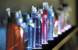 A variety of water bottle styles are on display at CamelBak.