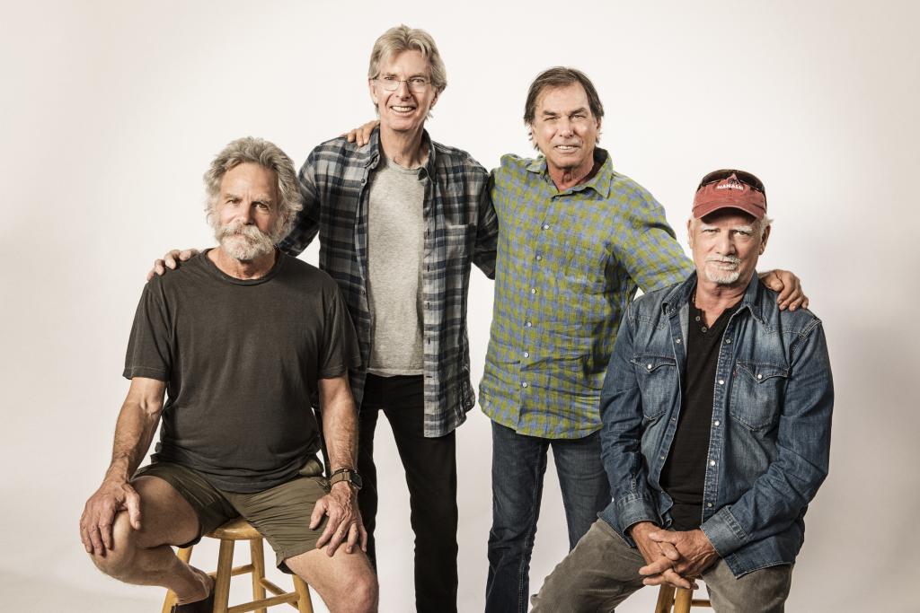 Bob Weir, from left, Phil Lesh, Mickey Hart, Bill Kreutzmann of the Grateful Dead pose at Grateful Dead Fare Thee Well portrait session on Tuesday, June 23, 2015, in San Rafael. (Photo by Jay Blakesberg/Invision for the Grateful Dead/AP Images)