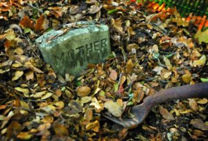 Volunteers dig carefully through leaves, weeds and undergrowth to uncover old burial sites and their grave markers.