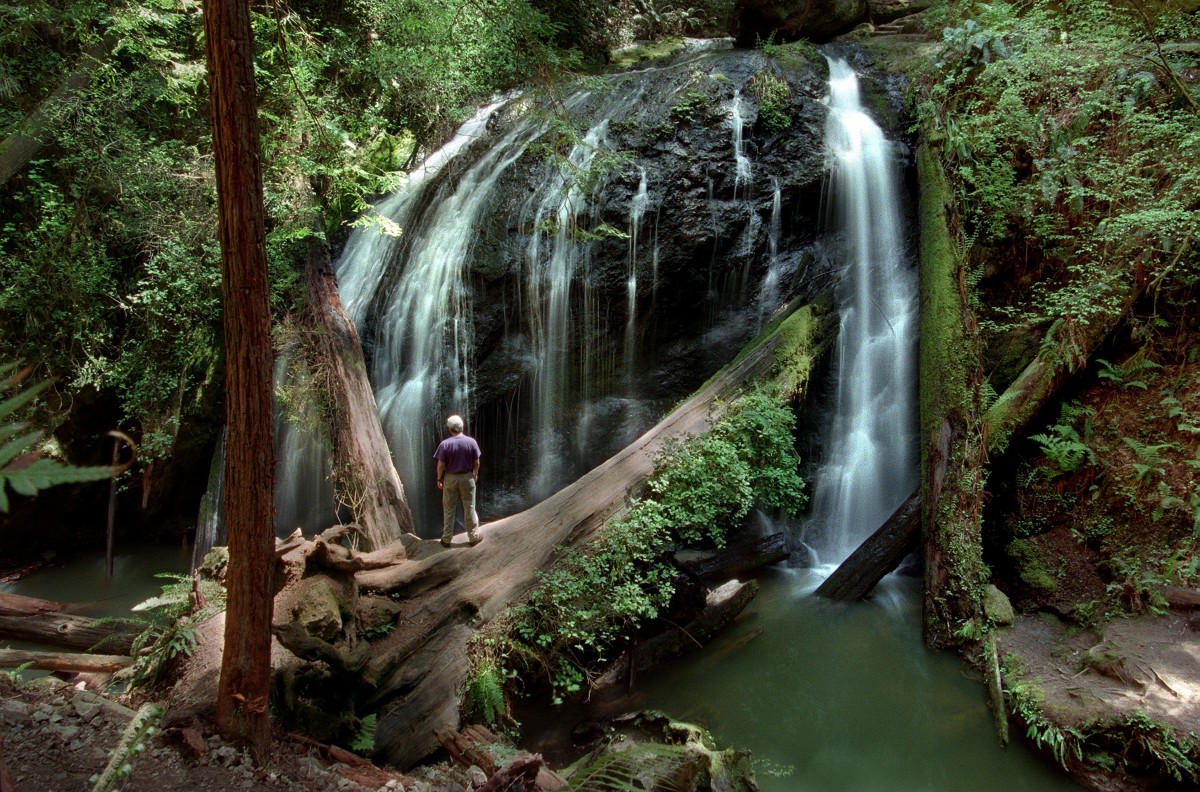 A waterfall awaits those who hike the easy 3.3 mile falls loop trail in Russian Gulch State Park just north of the town of Mendocino. John Burgess