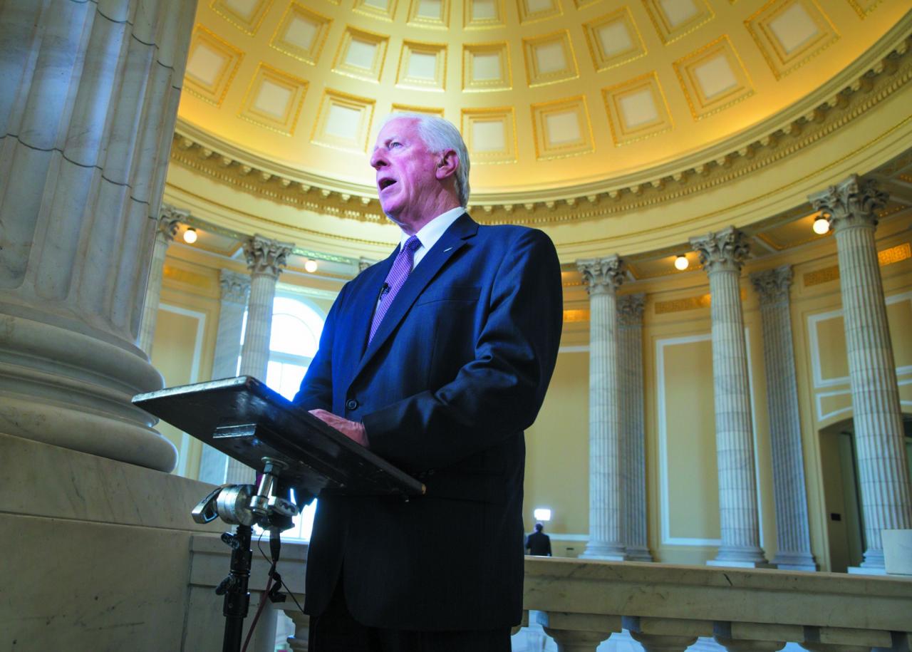 Mike Thompson, chairman of the House Democratic Gun Violence Prevention Task Force, takes questions during a TV interview on Capitol Hill on Jan. 5, 2016. He had just returned from the White House, where President Barack Obama unveiled his plan to tighten enforcement of firearms regulations by using his executive powers and bypassing Congress. (J. Scott Applewhite/Associated Press)