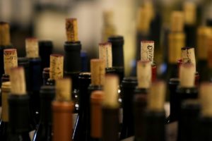 Bottles of wine opened during the North Coast Wine Challenge at the Hilton Sonoma Wine Country Hotel in Santa Rosa. (BETH SCHLANKER/ The Press Democrat) 