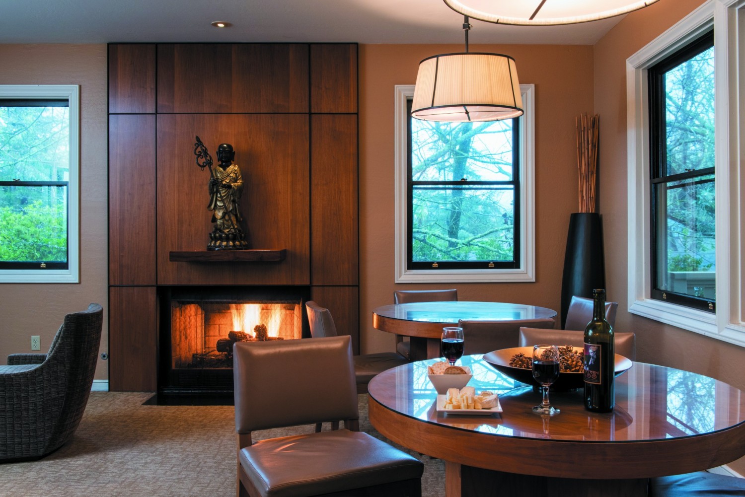 Interiors at the Gaige House have a distinctive Asian feel, including the suites’ baths with their granite soaking tubs.