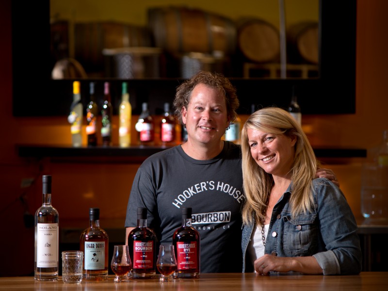 Fred and Amy Groth at Prohibition Spirits distillery in Sonoma, which is also home to HelloCello Limoncello di Sonoma. (Photo / Alvin Jornada)