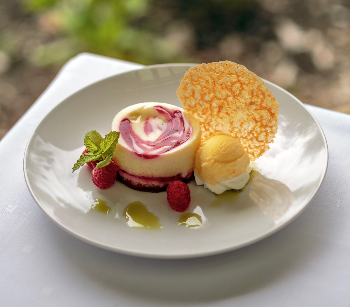 Casey Stone is known for his gorgeous cheesecakes, including this raspberry version.
