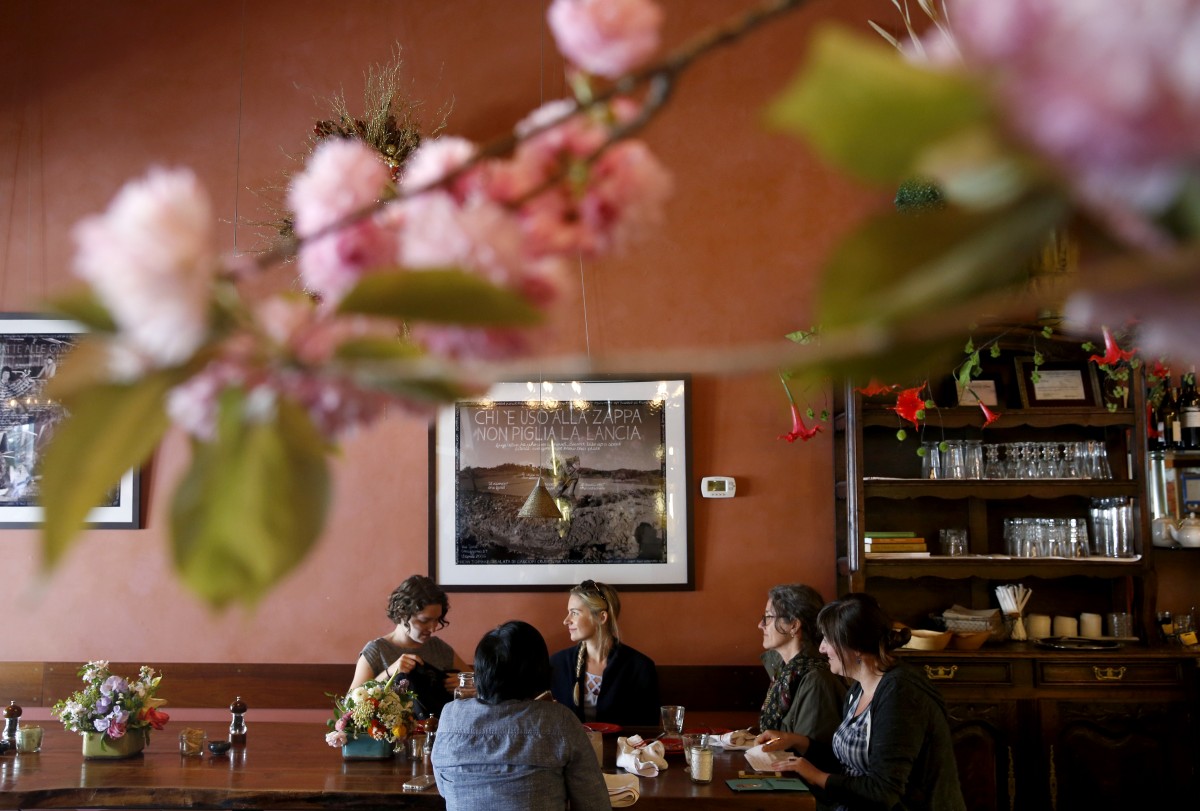 A group of ladies dine at Della Fattoria in Petaluma, on Monday, April 4, 2016. (BETH SCHLANKER/ The Press Democrat)