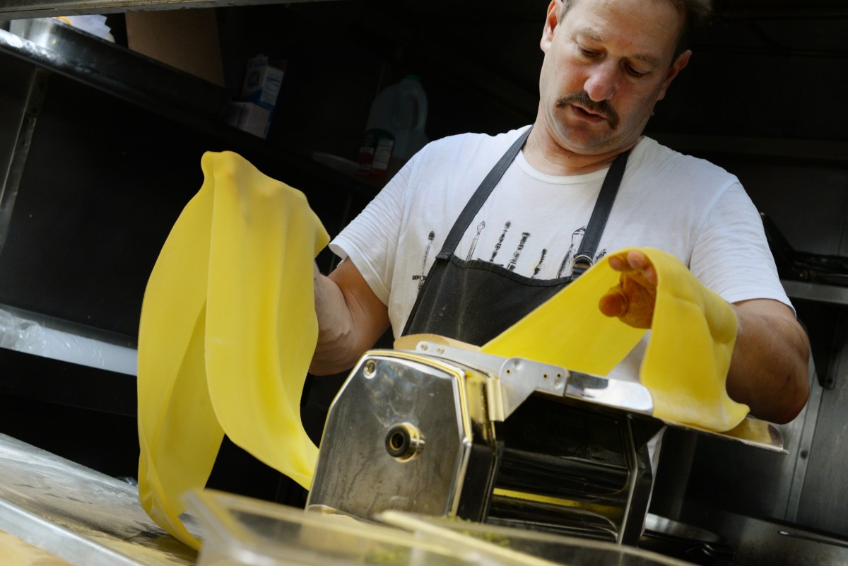 Chef Ron Siegel preparing tortelloni by hand that he fills with braised rabbit at Rancho Nicasio Bar and Restaurant in Nicasio, California, August 13, 2016. (Photo: Erik Castro/for The Press Democrat) Rancho Nicasio