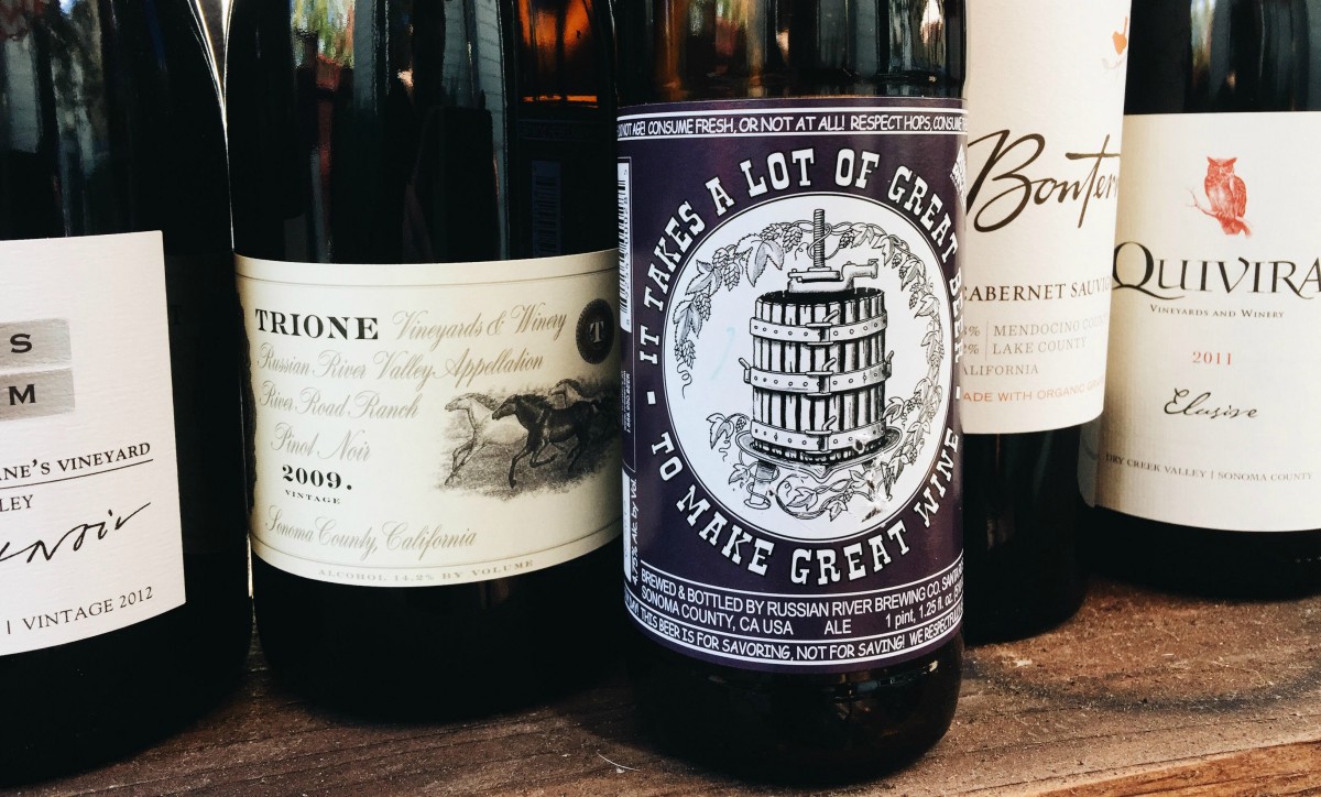 "It Takes a Lot of Great Beer to Make Great Wine" produced by Russian River Brewery, Santa Rosa. Available for purchase seasonally, at the brewpub only. (Photo by Jess Vallery)