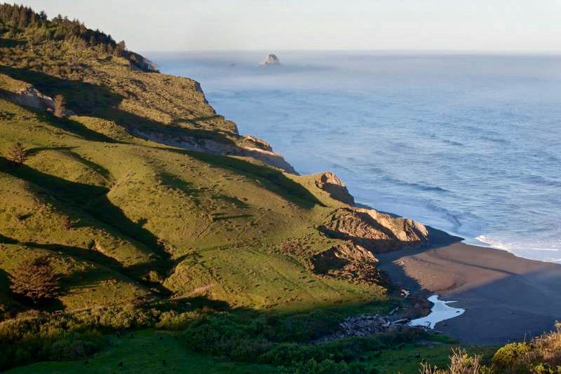Along the coastal bluffs, just south of the Eel River, the Lost Coast Headlands lie approximately 260 miles north of San Francisco and 25 miles south of Eureka. Surrounded by private land, the trailhead provides visitors access to remote and rugged beaches. (Bob Wick/BLM)