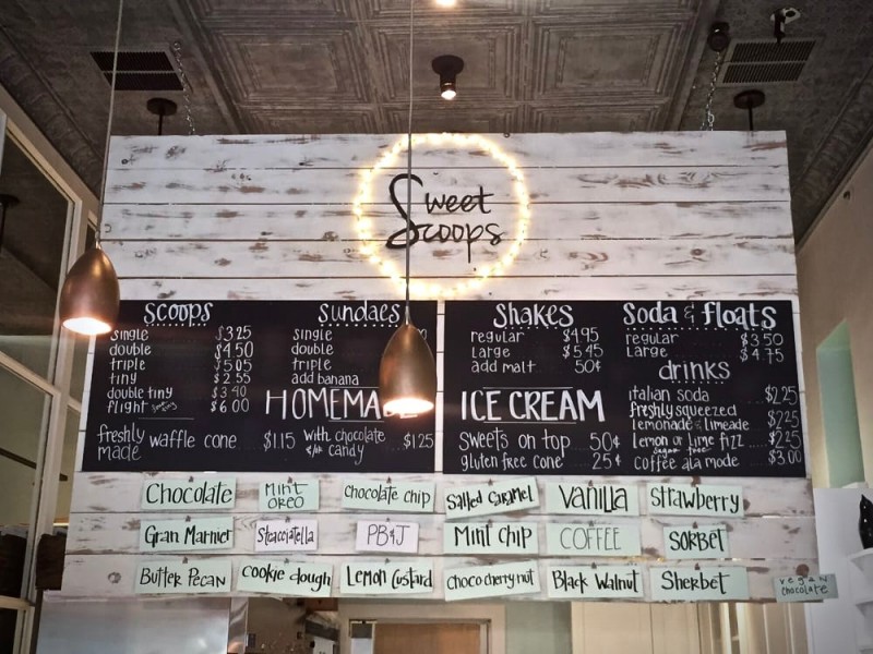 The ice cream selection at Sweet Scoops in Sonoma.