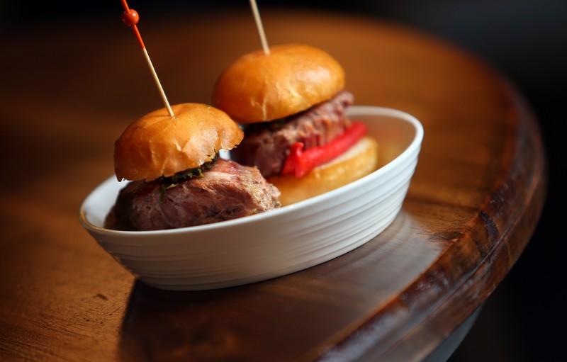 Long Cooked Pork Cheeks Bocadillos at Bravas Bar de Tapas, in Healdsburg. (Christopher Chung/