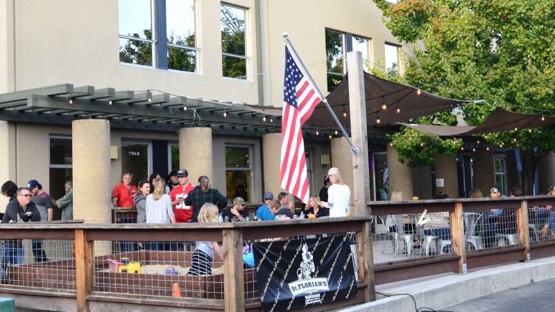 The patio at St. Florian's Brewery. (Photo by Tim Vallery)