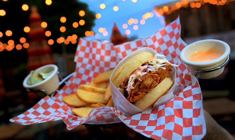 The fried chicken sandwich, Thursday Dec. 8, 2016 at the Twin Oaks Road House in Penngrove. (Kent Porter