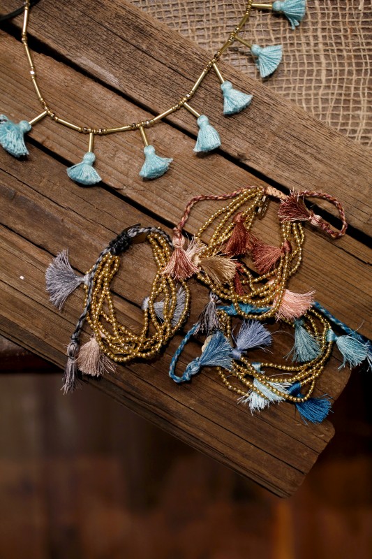 Tassel bracelets and necklaces are featured in Robindira Unsworth's new line of jewelry at her shop in Petaluma, California on Tuesday, January 13, 2015. (BETH SCHLANKER/ The Press Democrat) Robindira Unsworth 