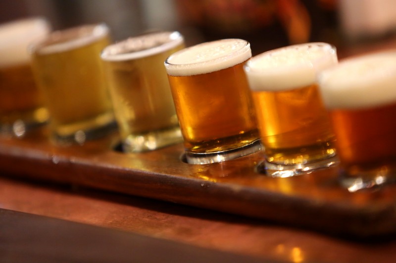 A sampler flight of beers at Bear Republic Brewing Co., in Healdsburg, on Thursday, June 20, 2013. (Christopher Chung