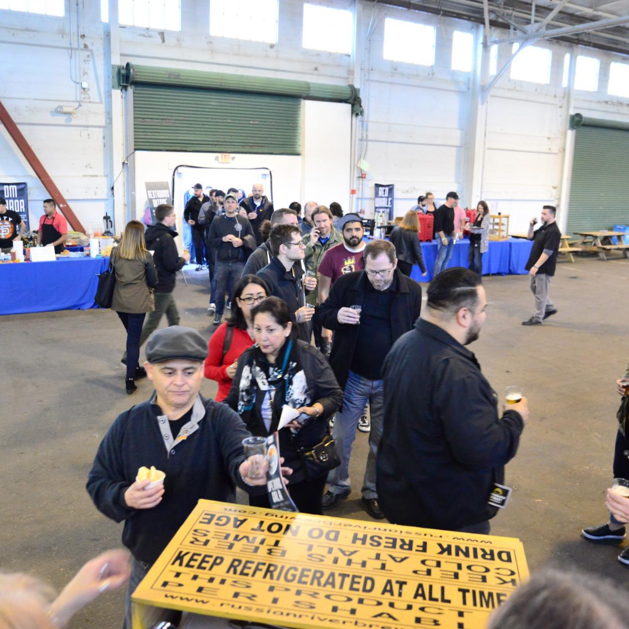 The line for Pliny the Younger only got longer as the event went on, it wrapped around in circles and then was directed outside down the side of the pier. People LOVE their RRBC and this year Russian River brought a substantial amount of Younger so they would not run out. It didn't last all night, but it lasted until about 8:30PM. (Photo by Tim Vallery)