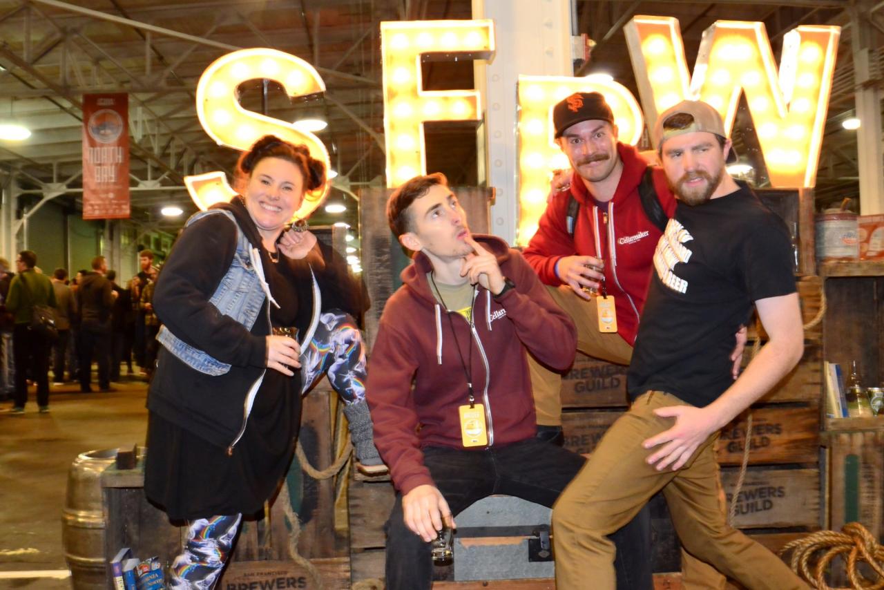 The SF Beer Week sign at the opening gala was the perfect setting to pose for pictures. This is the crew from Cellarmaker Brewing in San Francisco. (Photo by Tim Vallery)