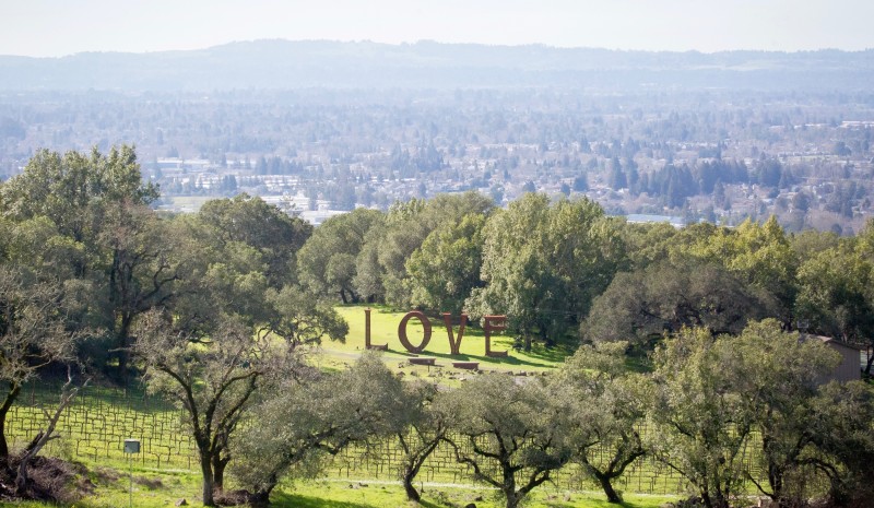 The Love sculpture in the hills near Paradise Ridge Winery, in Santa Rosa, Calif Tuesday, February 14, 2017. (Jeremy Portje / For The Press Democrat)