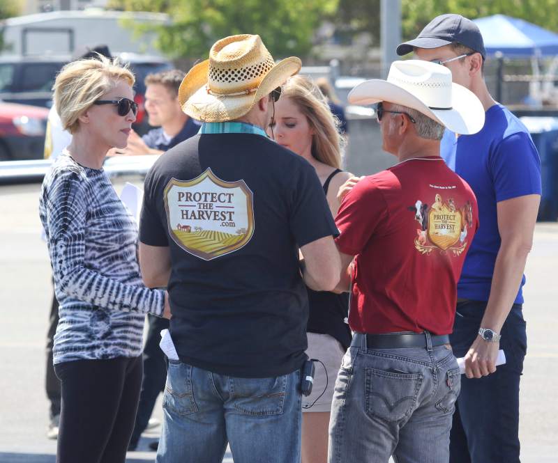 Sharon Stone at the set of "Running Wild" at the Petaluma Municipal Airport. (Scott Manchester)