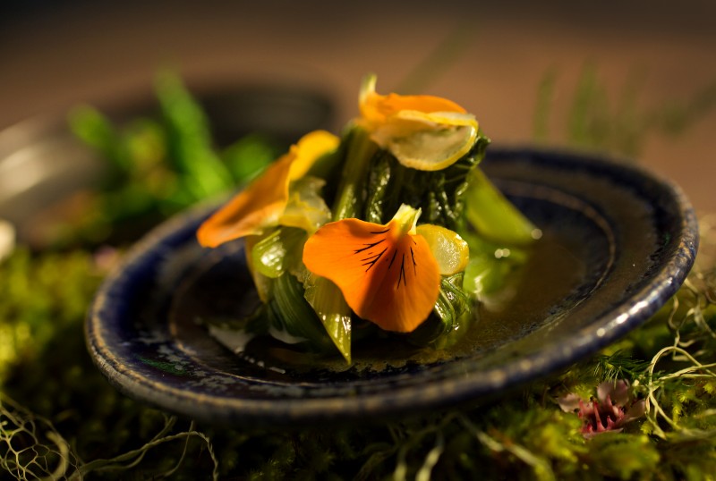 "The Mid Winter in Sonoma County" includes Chingensai Dashi with Meyer Lemon from Single Thread Farms Restaurant in Healdsburg. (John Burgess