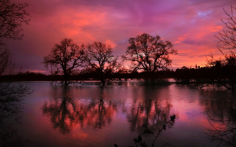 After days of rain, Sonoma County came out from under the pall of wet weather with a brilliant sunset over the Laguna de Santa Rosa near Sebastopol, Friday Feb 10, 2017. (Kent Porter 