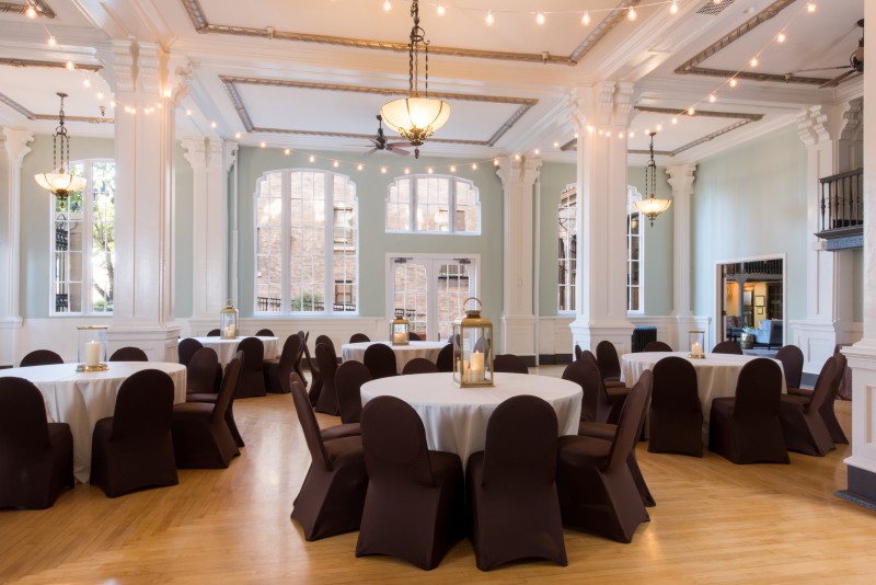 The 1,900-square-foot ballroom is light and airy.